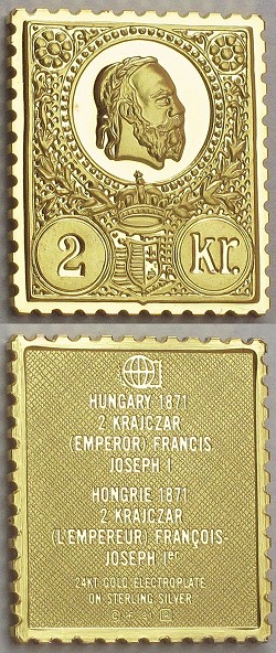 1971-es 10 krajcár Ferenc József bélyegérem eüst fémjelzéssel