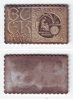 1979-es bélyegérem Az első magyar aranypénz emlékére BUÉK, ezüstbélyeg eüst fémjelzéssel
