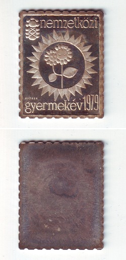 1979-es bélyegérem Nemzetközi Gyermekév, ezüstbélyeg eüst fémjelzéssel