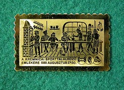 1981-es sárgaréz bélyegérem Az Első Kremnicai Sporttalálkozó Emlékére